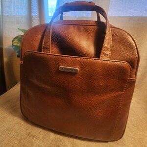 Vintage Samsonite Cognac Weekender Travel Bowling Bag Style Carry-on Bag w/Lock